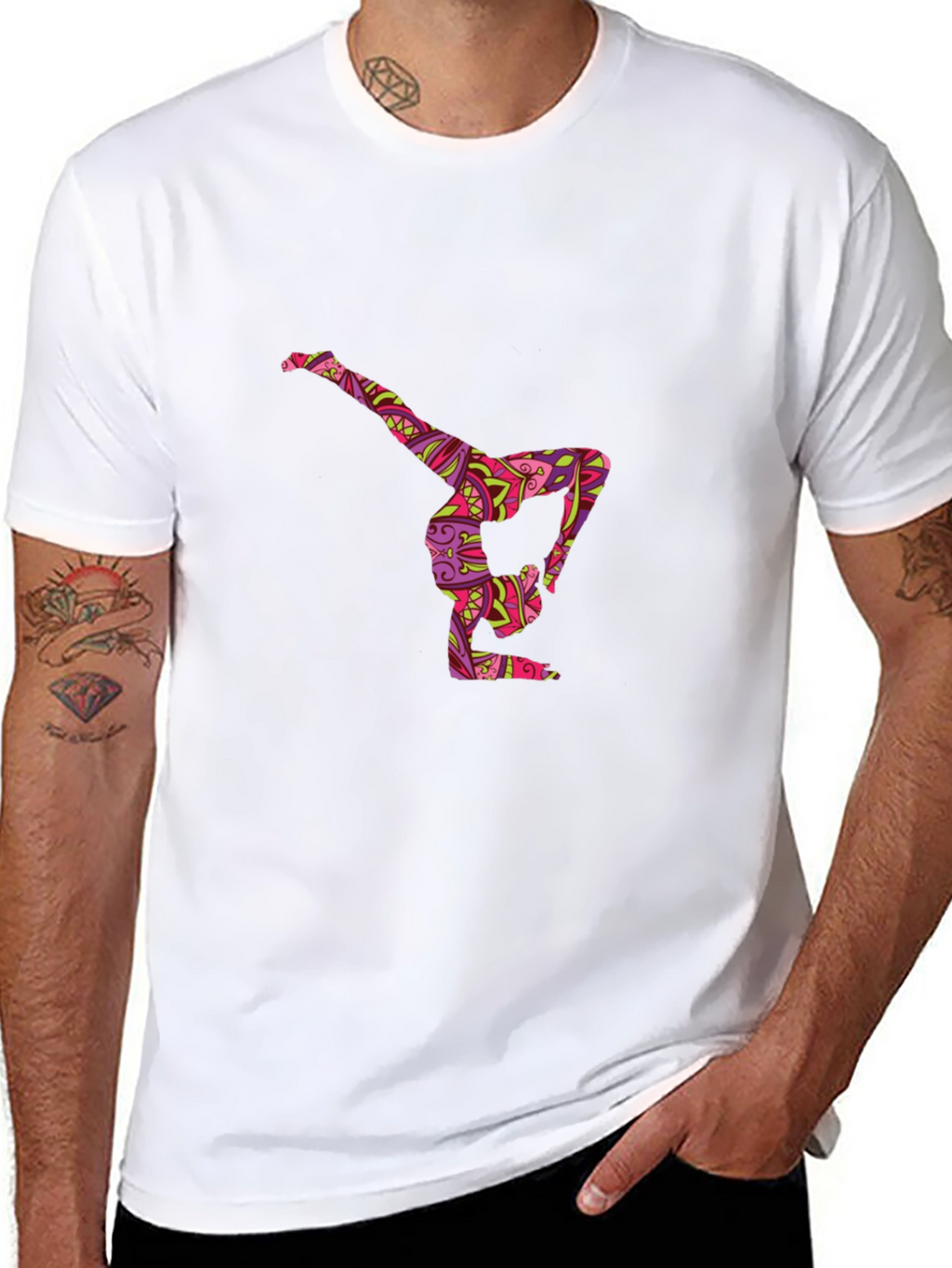 Yoga Pose Graphic Tee - Black Cotton Comfort