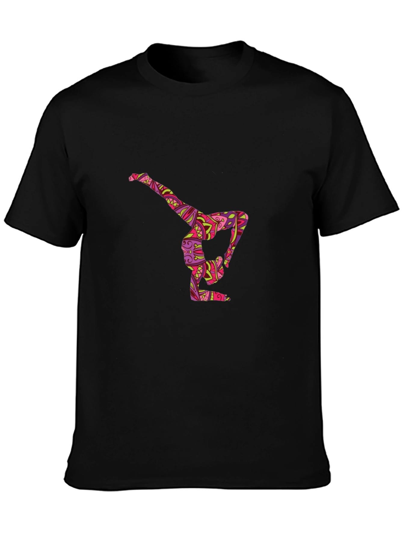 Yoga Pose Graphic Tee - Black Cotton Comfort