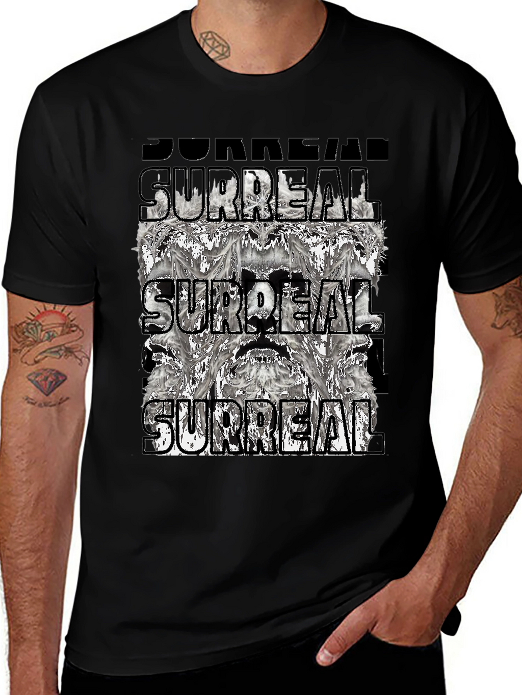 Surreal Graphic Print Tee - Black Cotton