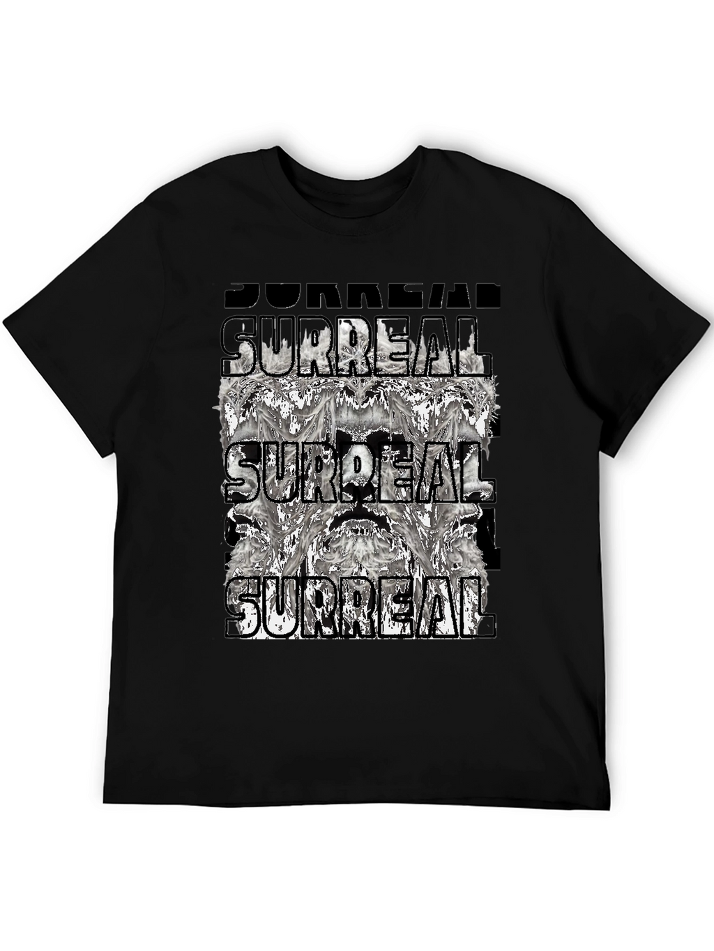 Surreal Graphic Print Tee - Black Cotton