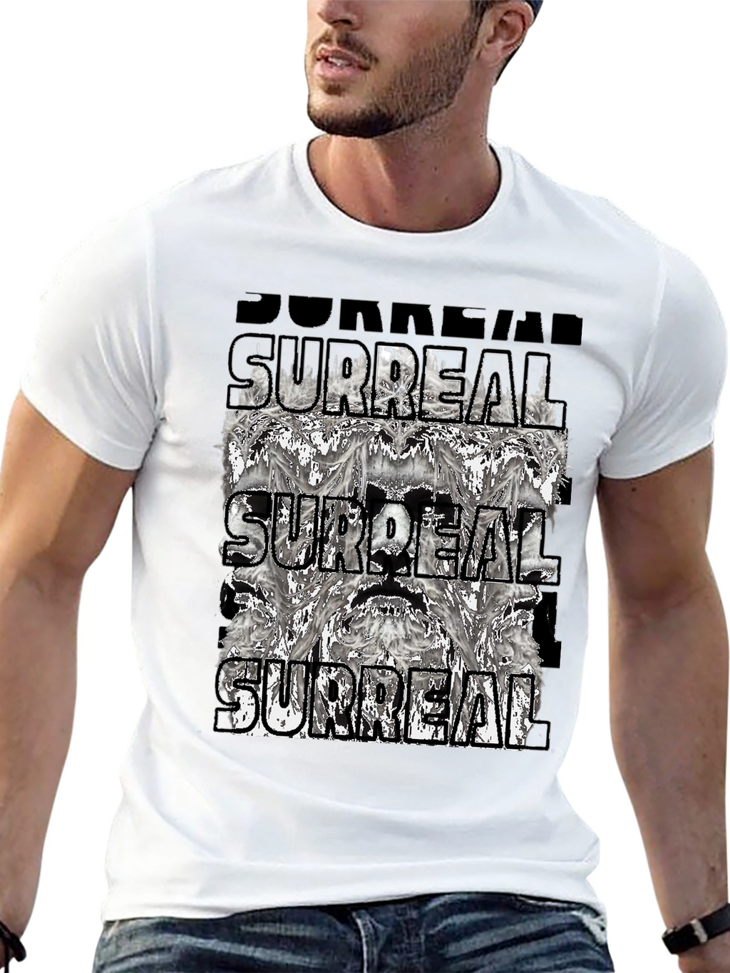 Surreal Graphic Print Tee - Black Cotton