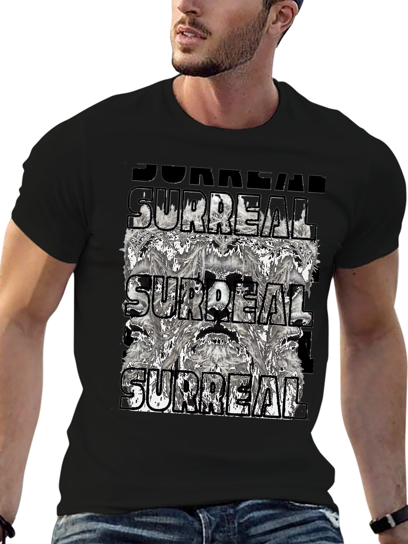 Surreal Graphic Print Tee - Black Cotton