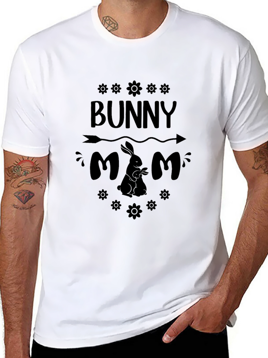 Bunny Mom Graphic T-Shirt - Black