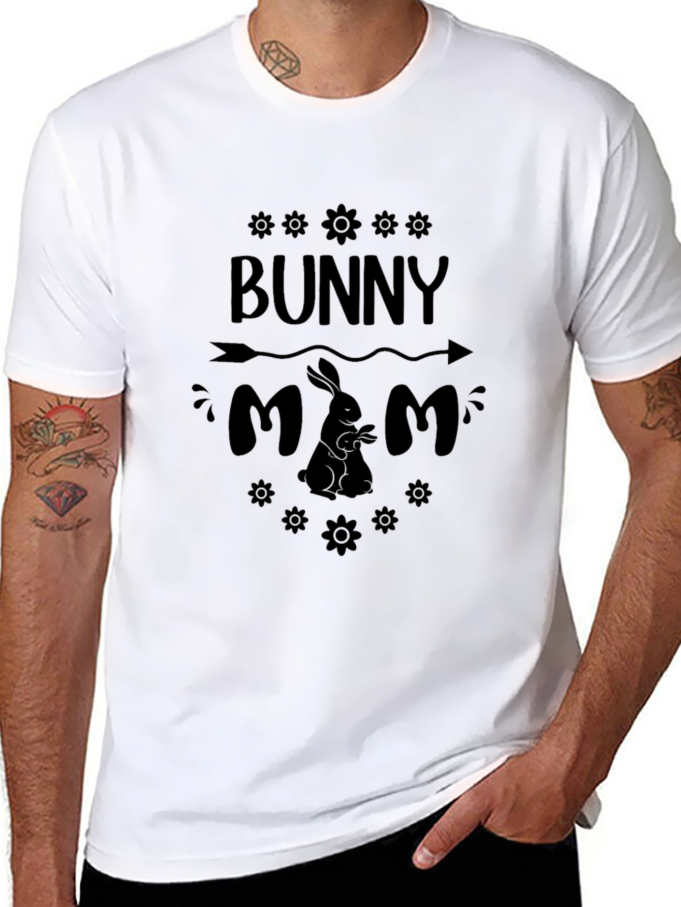 Bunny Mom Graphic T-Shirt - Black