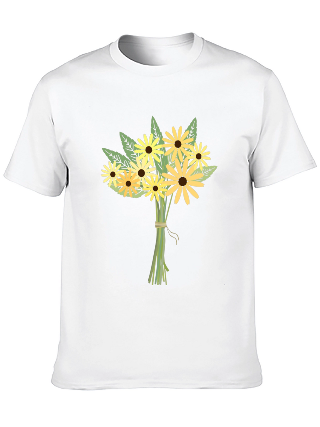 Floral Bouquet Graphic Tee - Black Cotton Casual