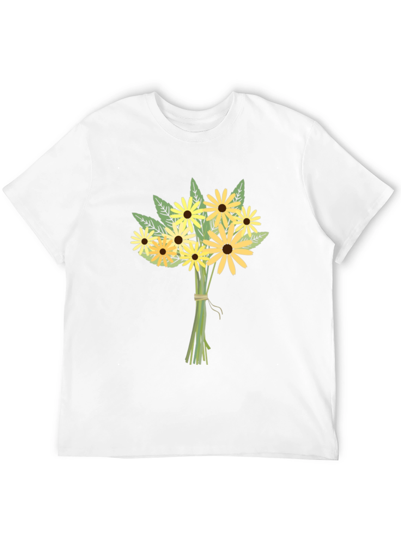 Floral Bouquet Graphic Tee - Black Cotton Casual