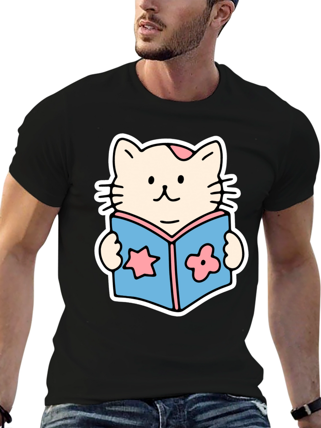 Cute Cat Reading Book T-Shirt