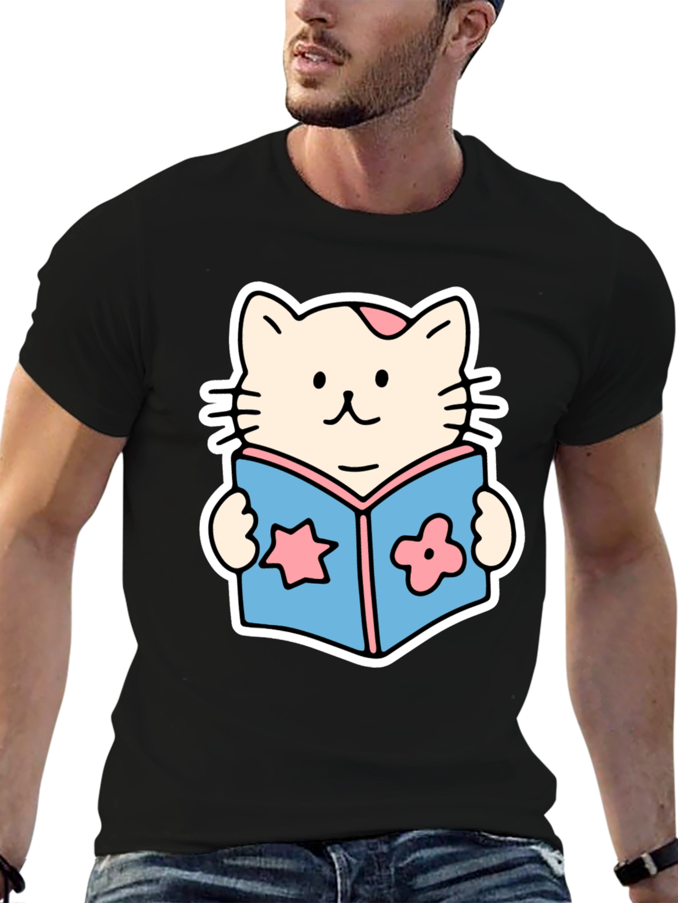 Cute Cat Reading Book T-Shirt
