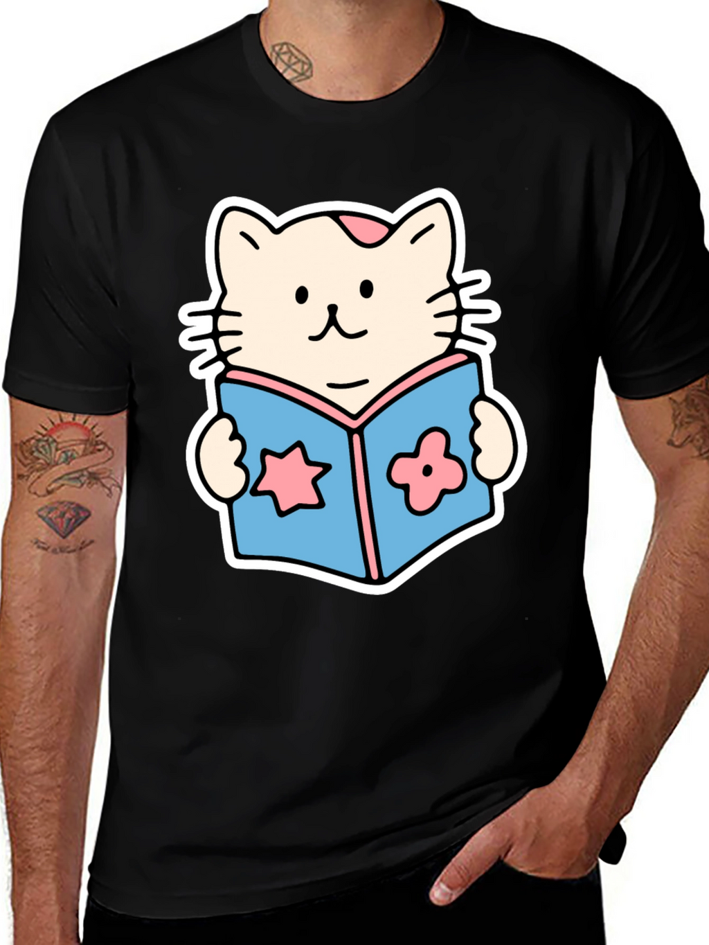 Cute Cat Reading Book T-Shirt