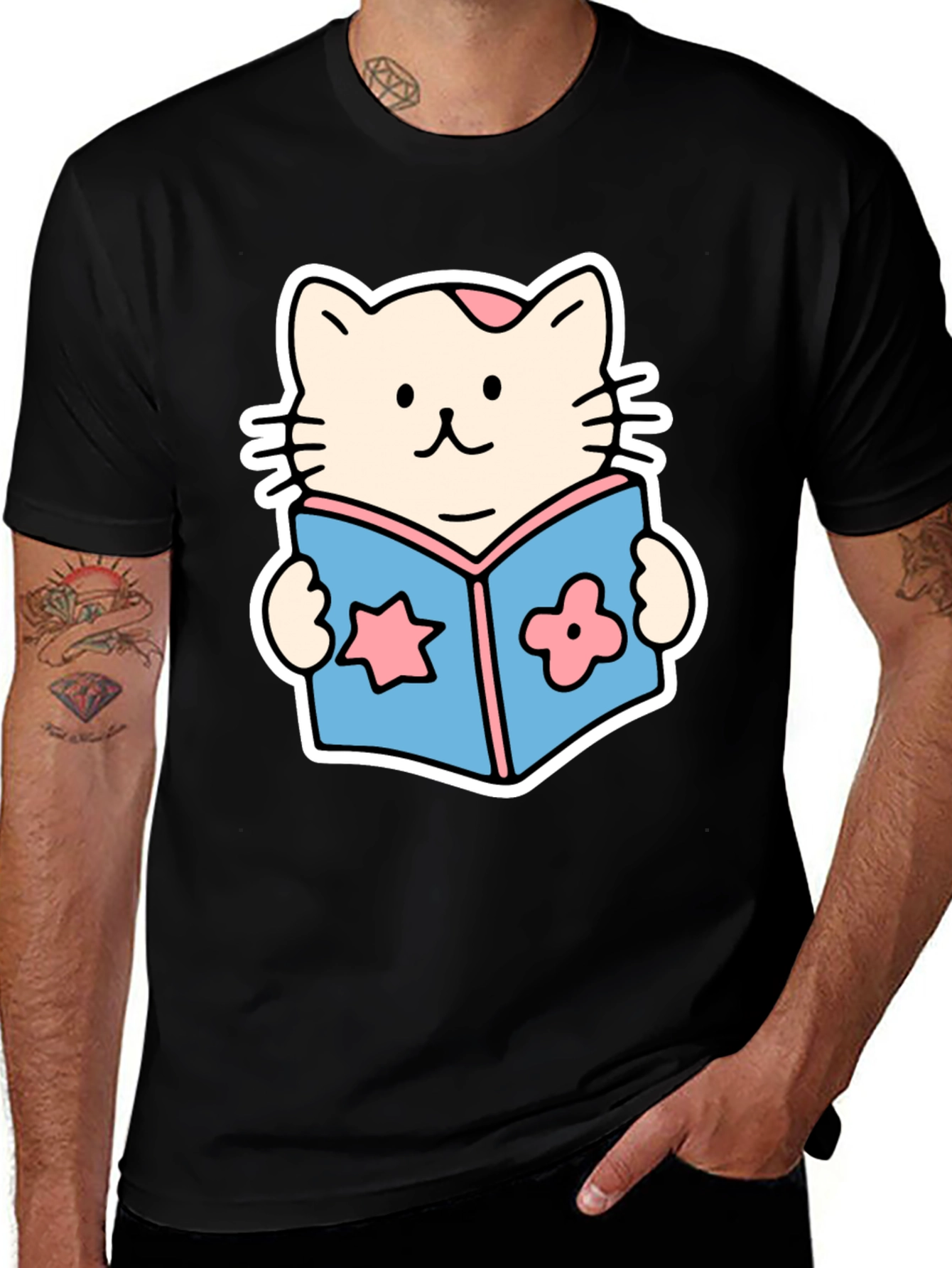 Cute Cat Reading Book T-Shirt