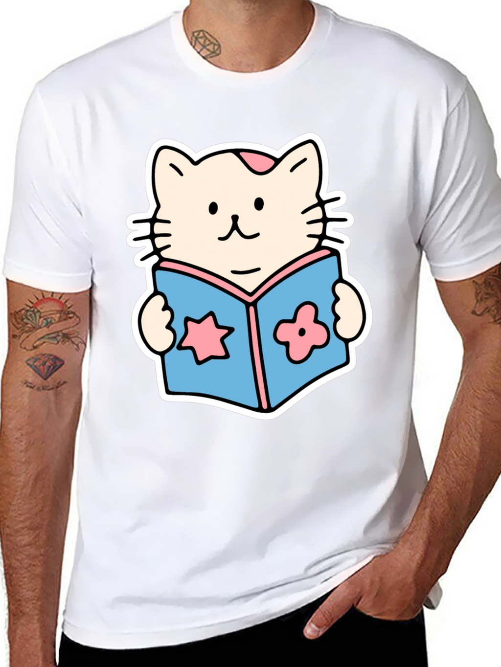 Cute Cat Reading Book T-Shirt