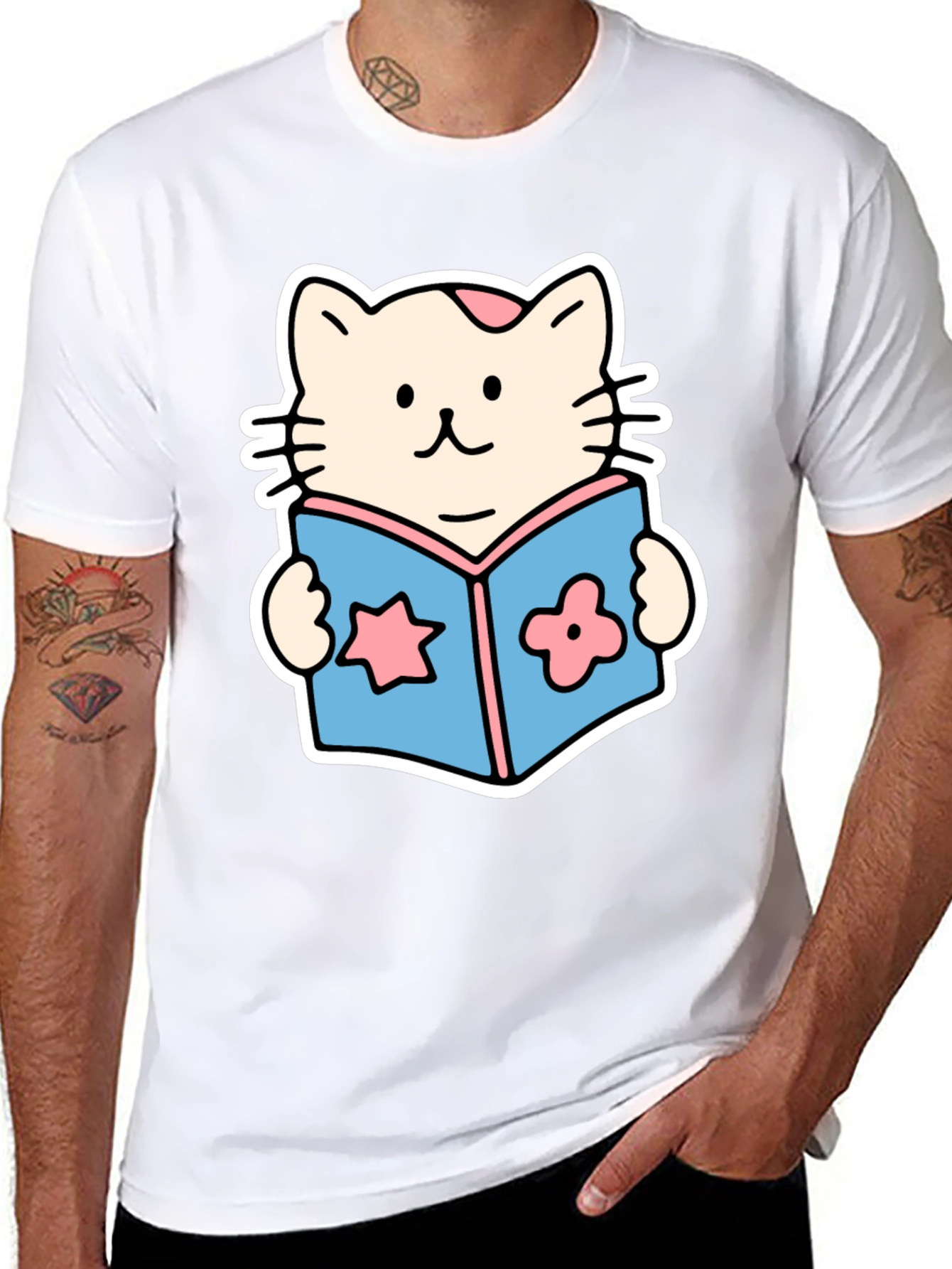 Cute Cat Reading Book T-Shirt