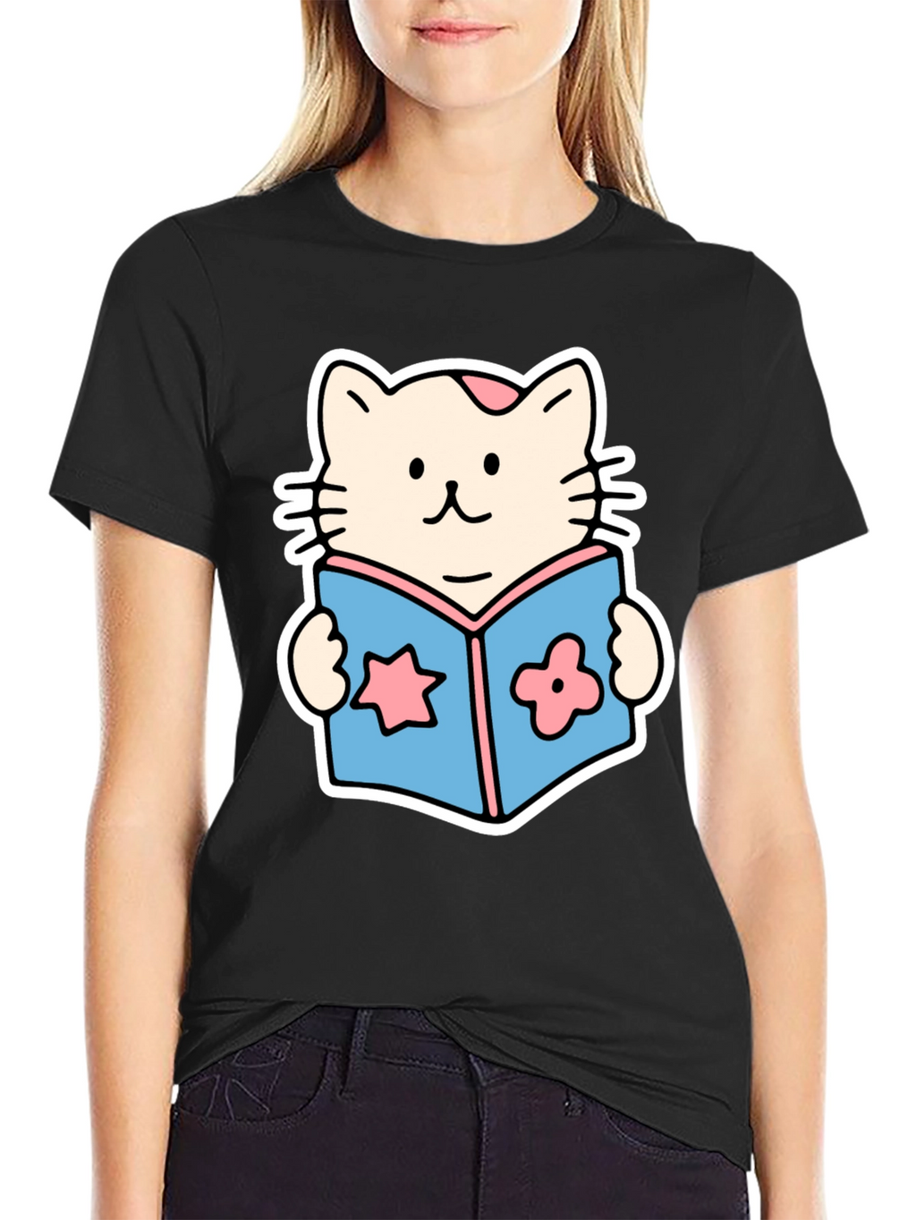 Cute Cat Reading Book T-Shirt