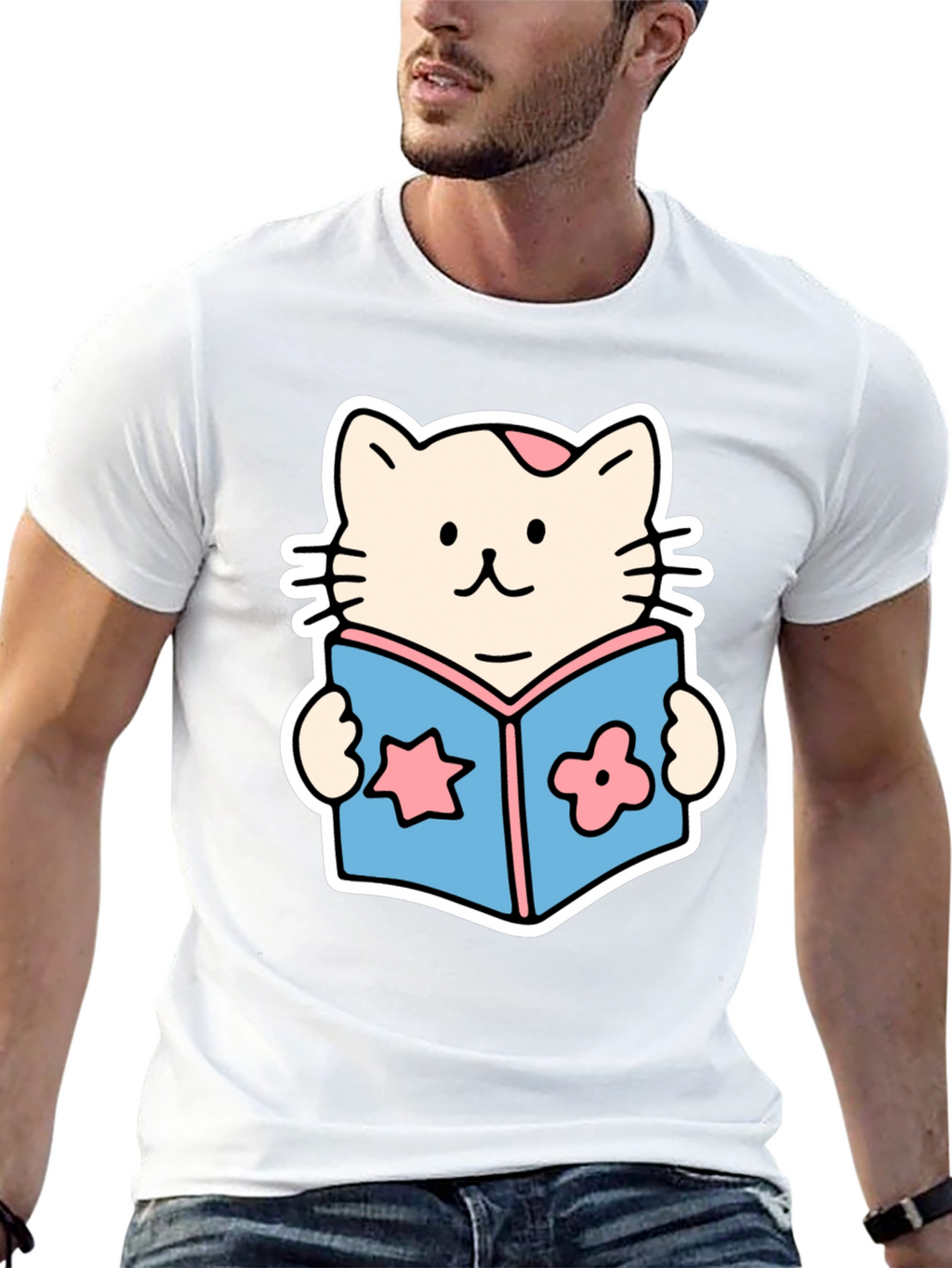 Cute Cat Reading Book T-Shirt