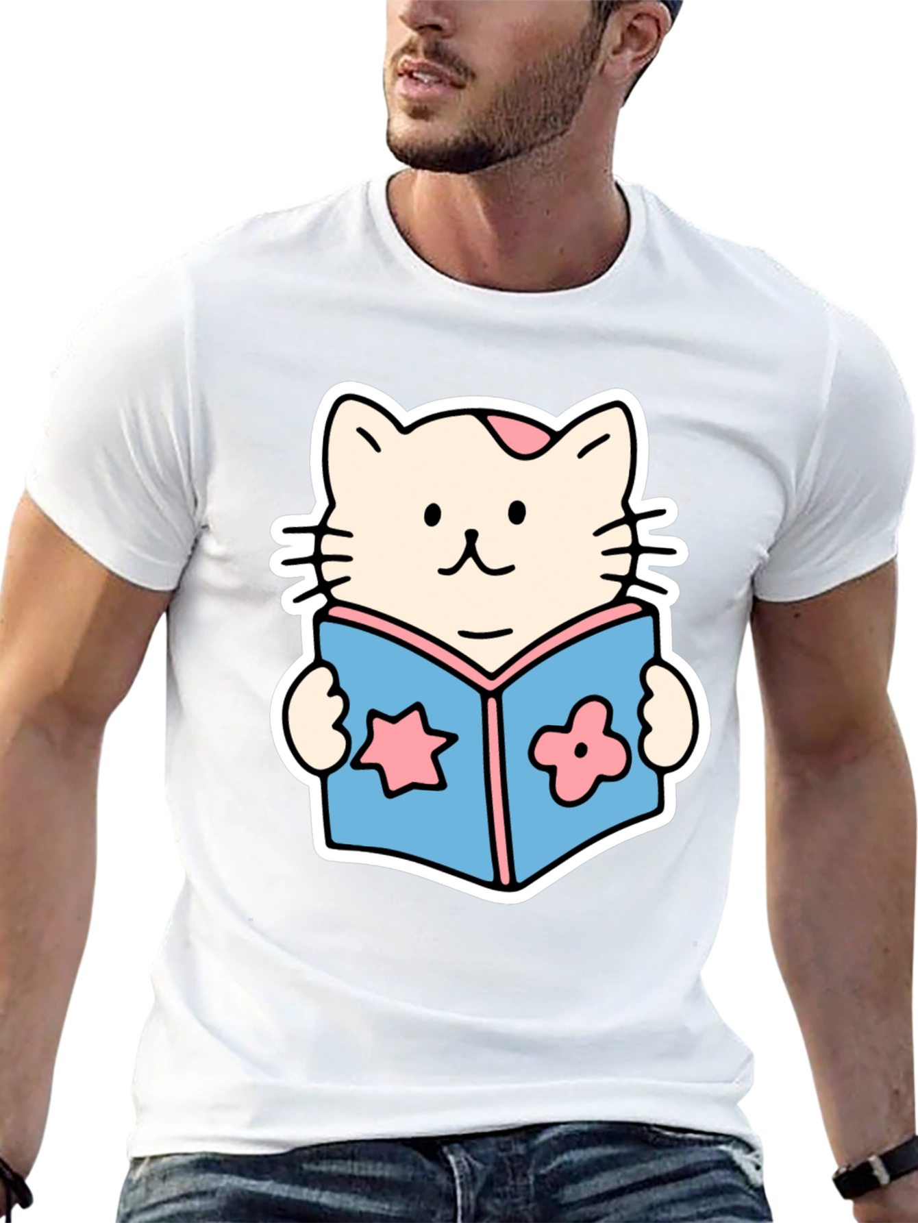 Cute Cat Reading Book T-Shirt