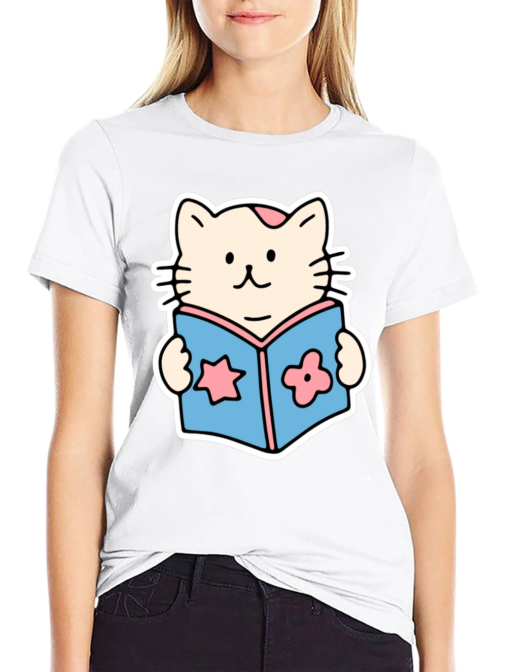 Cute Cat Reading Book T-Shirt