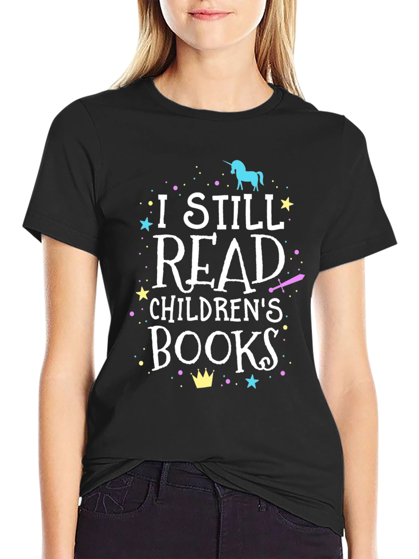 I Still Read Childrens Books Black T-Shirt