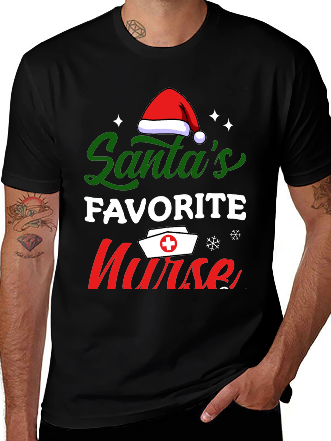 Santas Favorite Nurse T-Shirt Christmas Tee