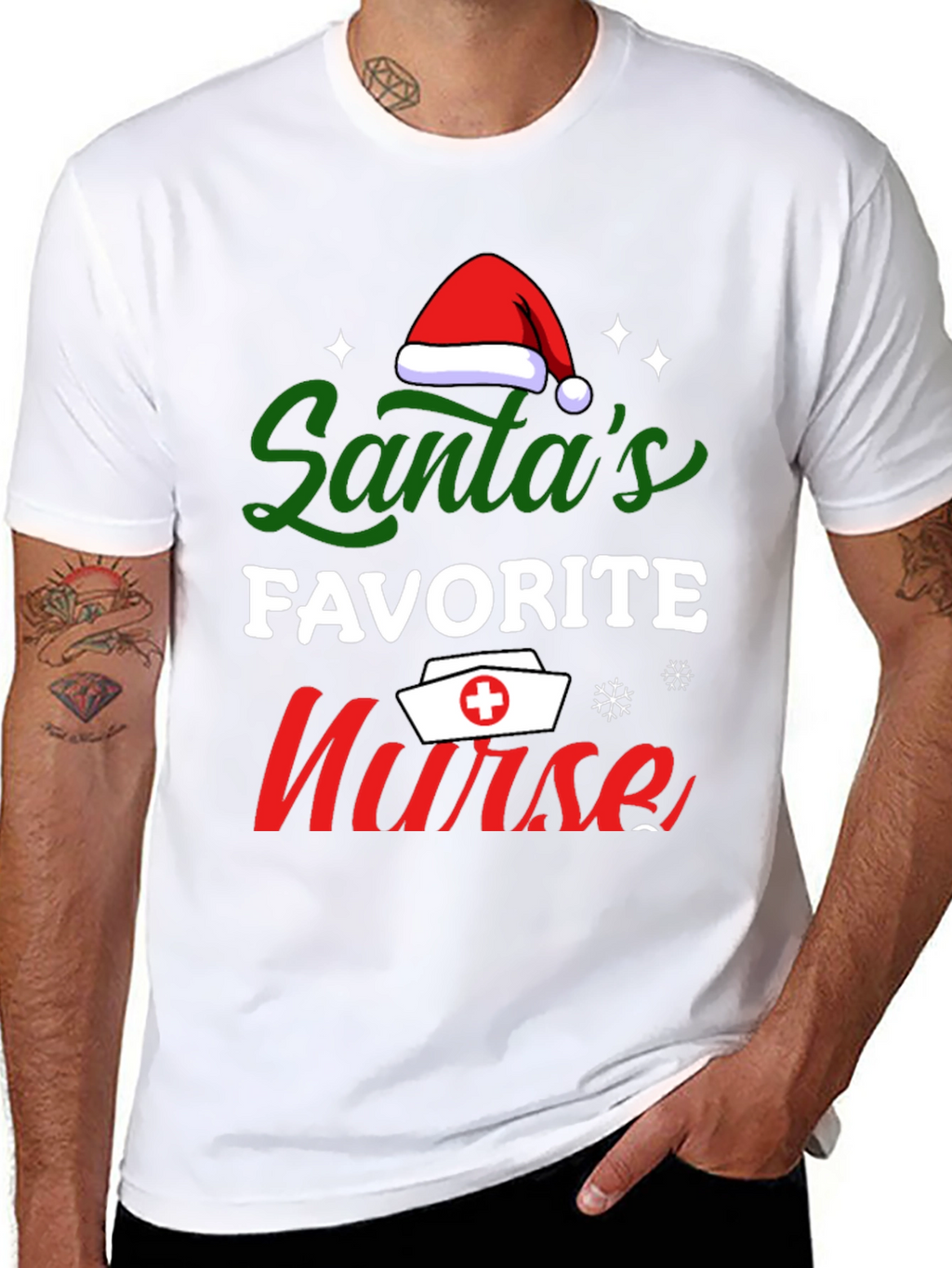 Santas Favorite Nurse T-Shirt Christmas Tee