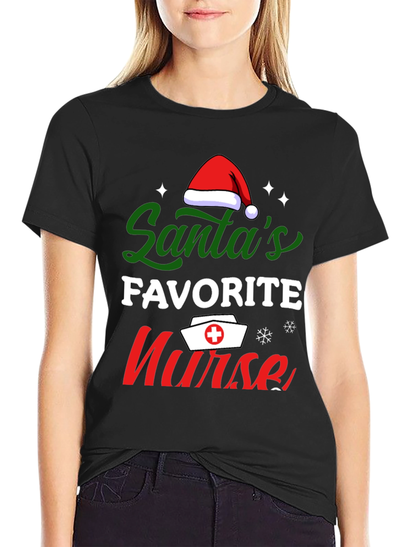 Santas Favorite Nurse T-Shirt Christmas Tee