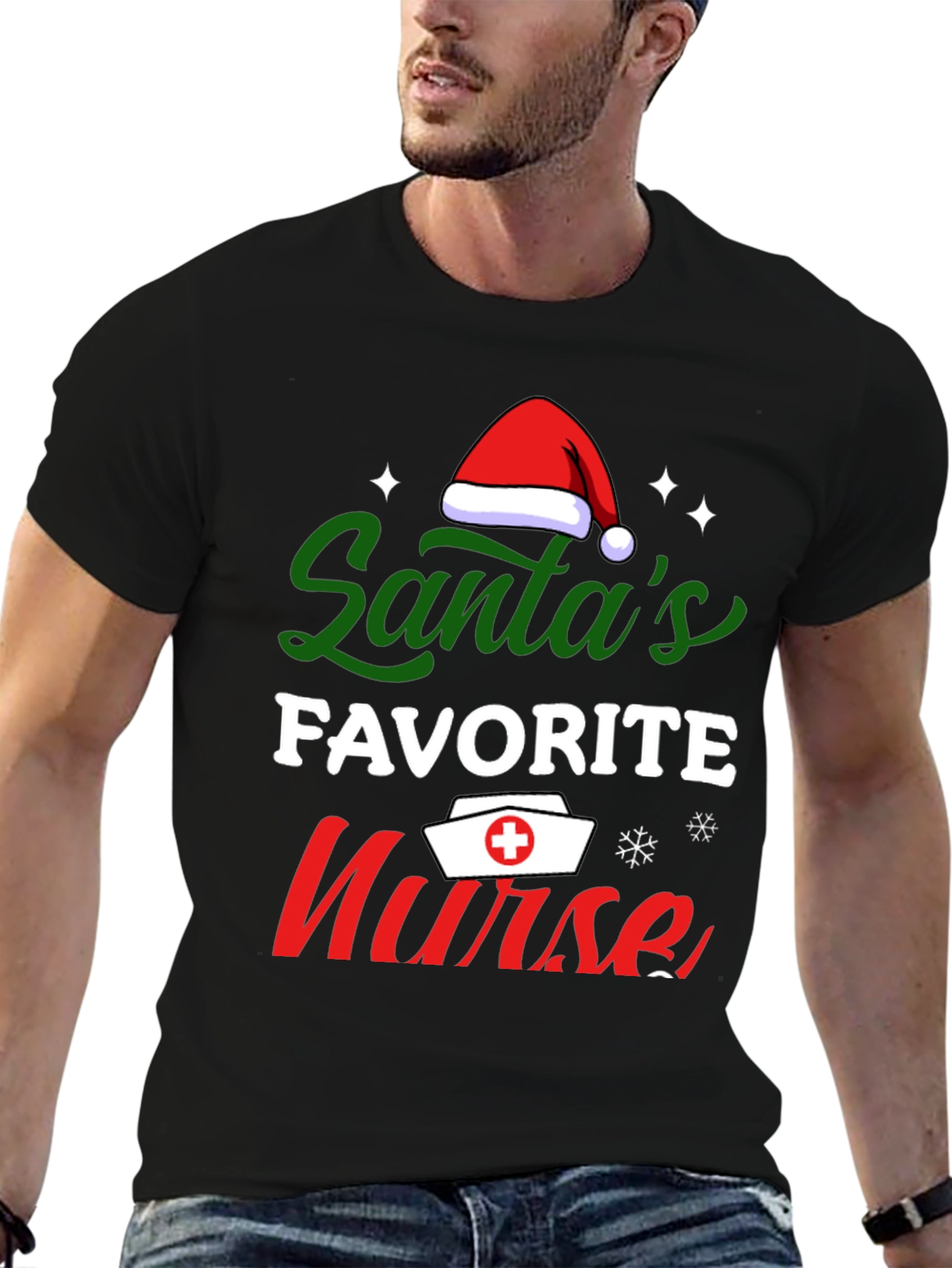 Santas Favorite Nurse T-Shirt Christmas Tee