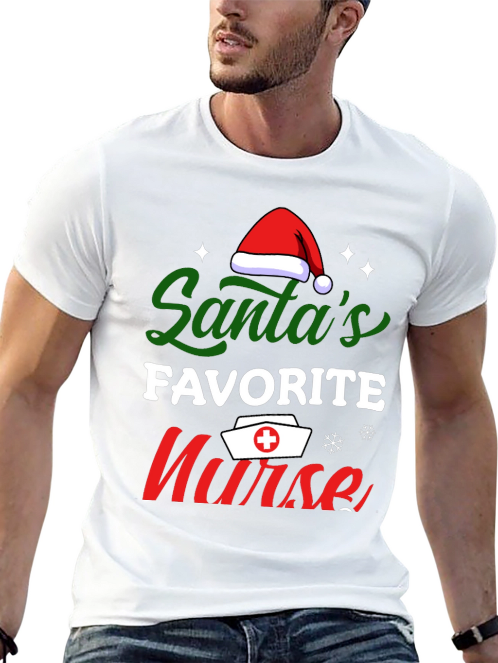 Santas Favorite Nurse T-Shirt Christmas Tee