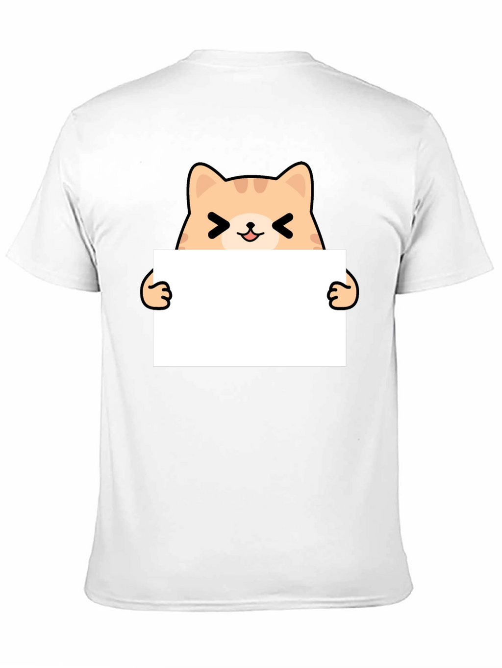 Cute Cat Holding Sign Black T-Shirt