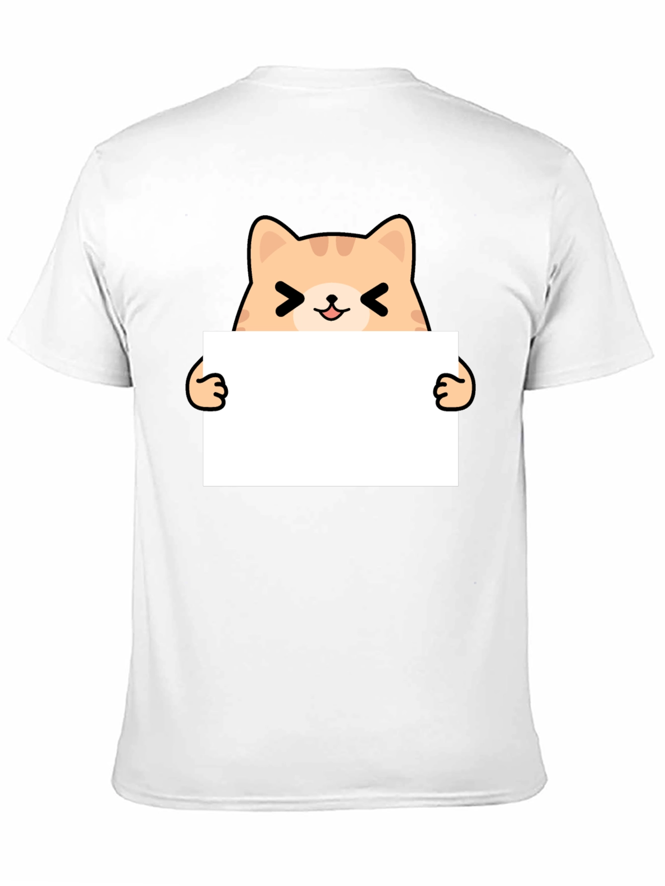 Cute Cat Holding Sign Black T-Shirt