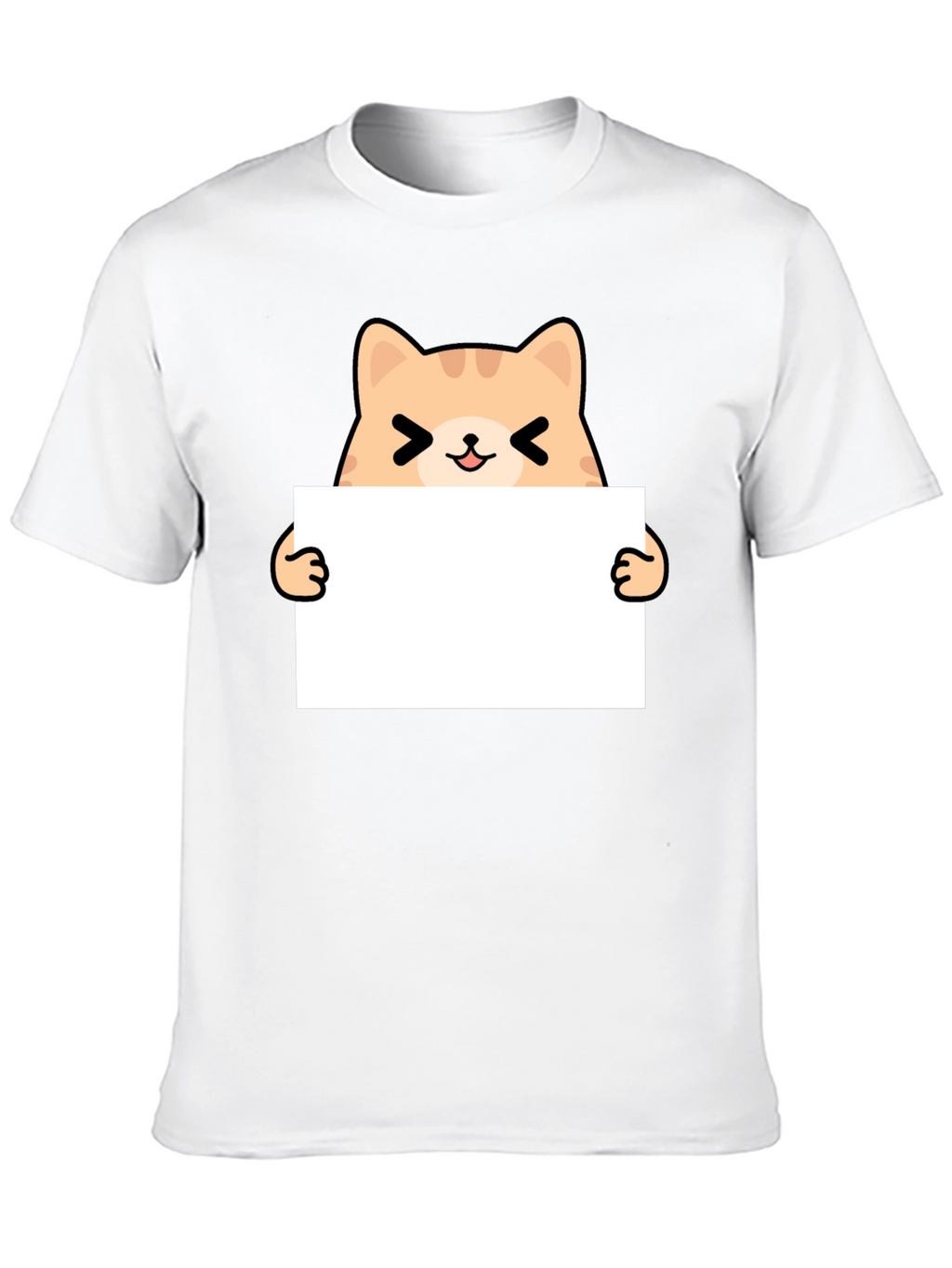 Cute Cat Holding Sign Black T-Shirt