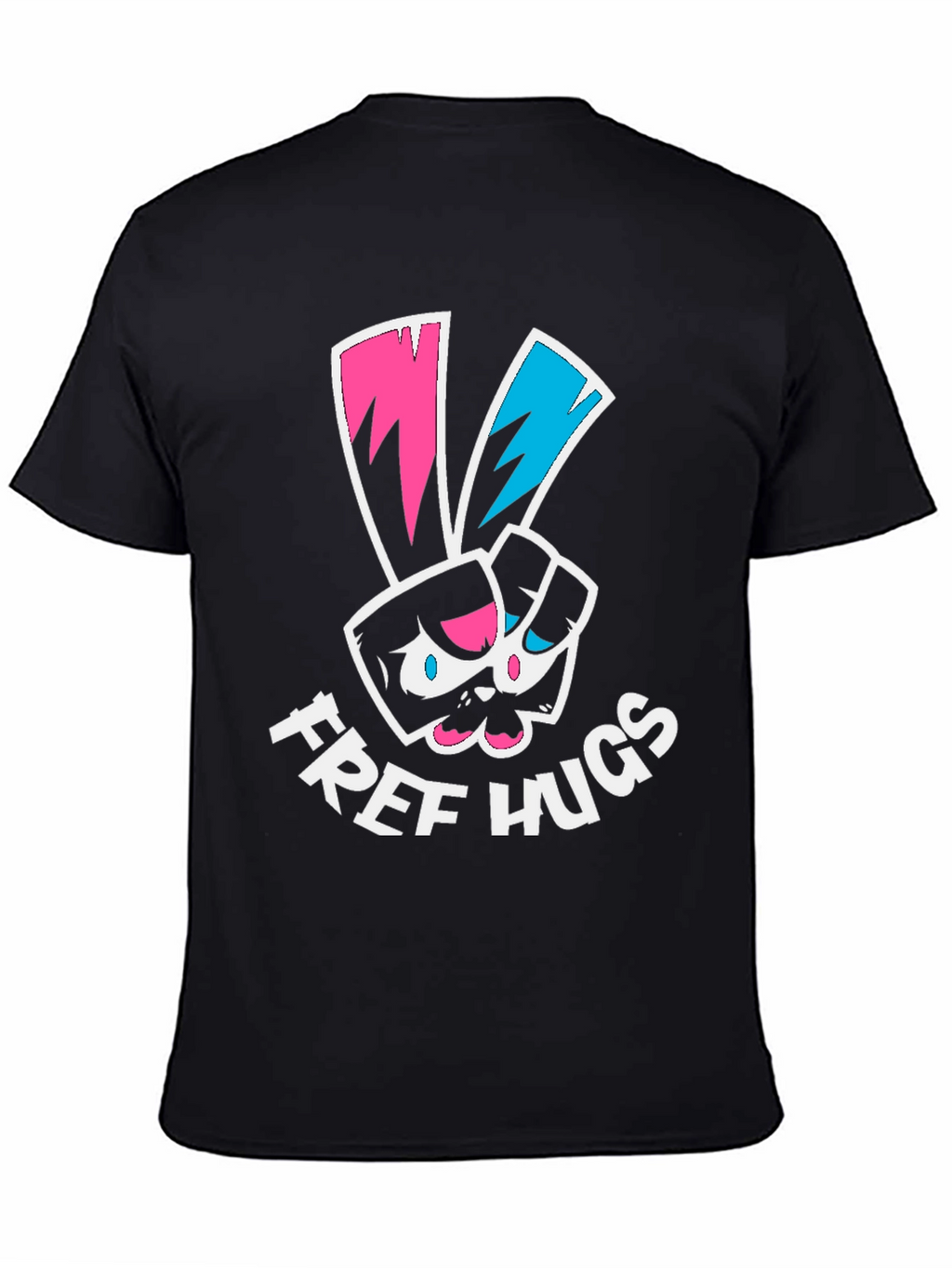 Free Hugs Graphic Tee - Black Cotton T-Shirt