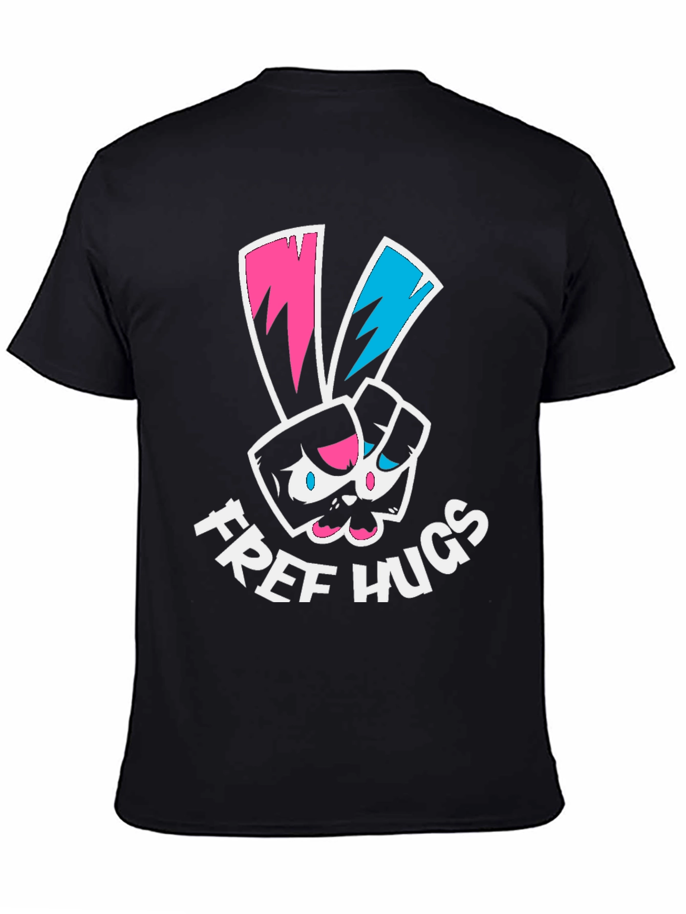 Free Hugs Graphic Tee - Black Cotton T-Shirt