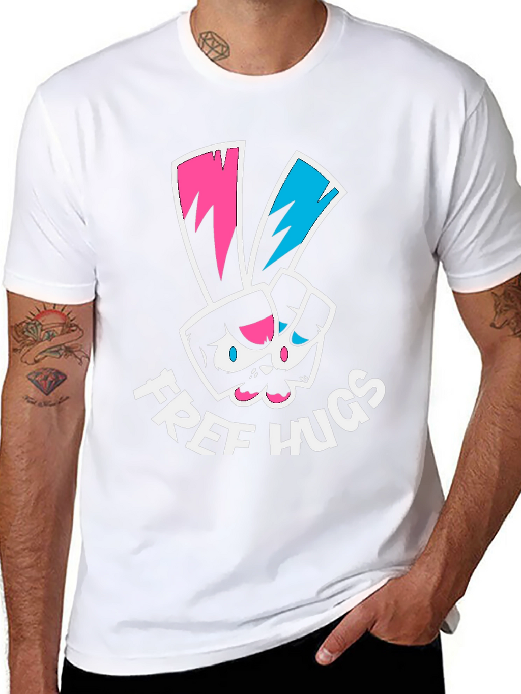 Free Hugs Graphic Tee - Black Cotton T-Shirt