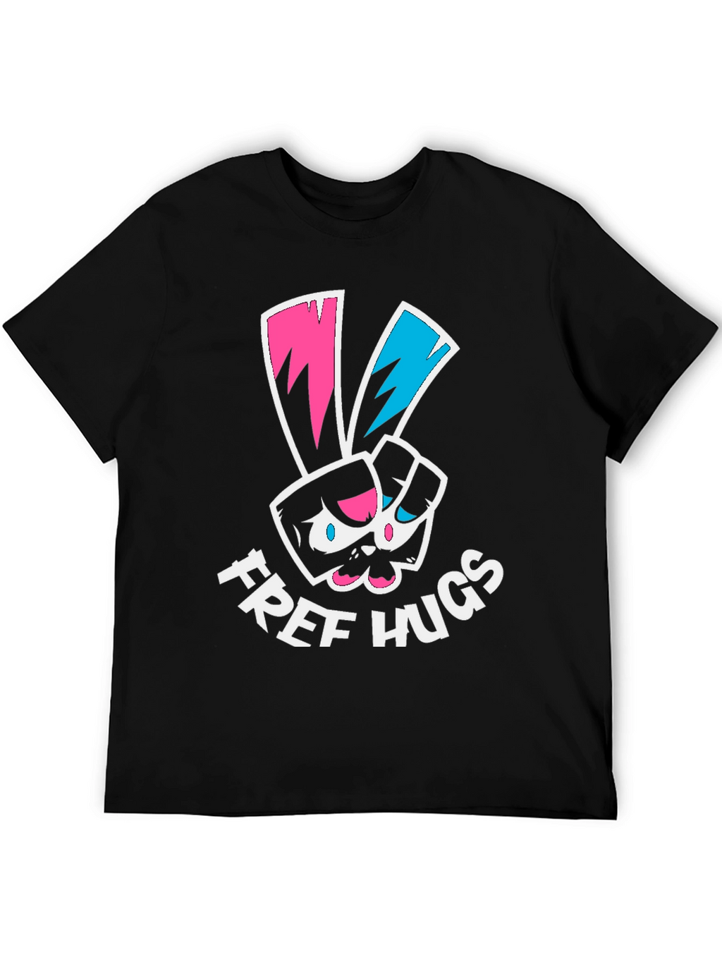 Free Hugs Graphic Tee - Black Cotton T-Shirt