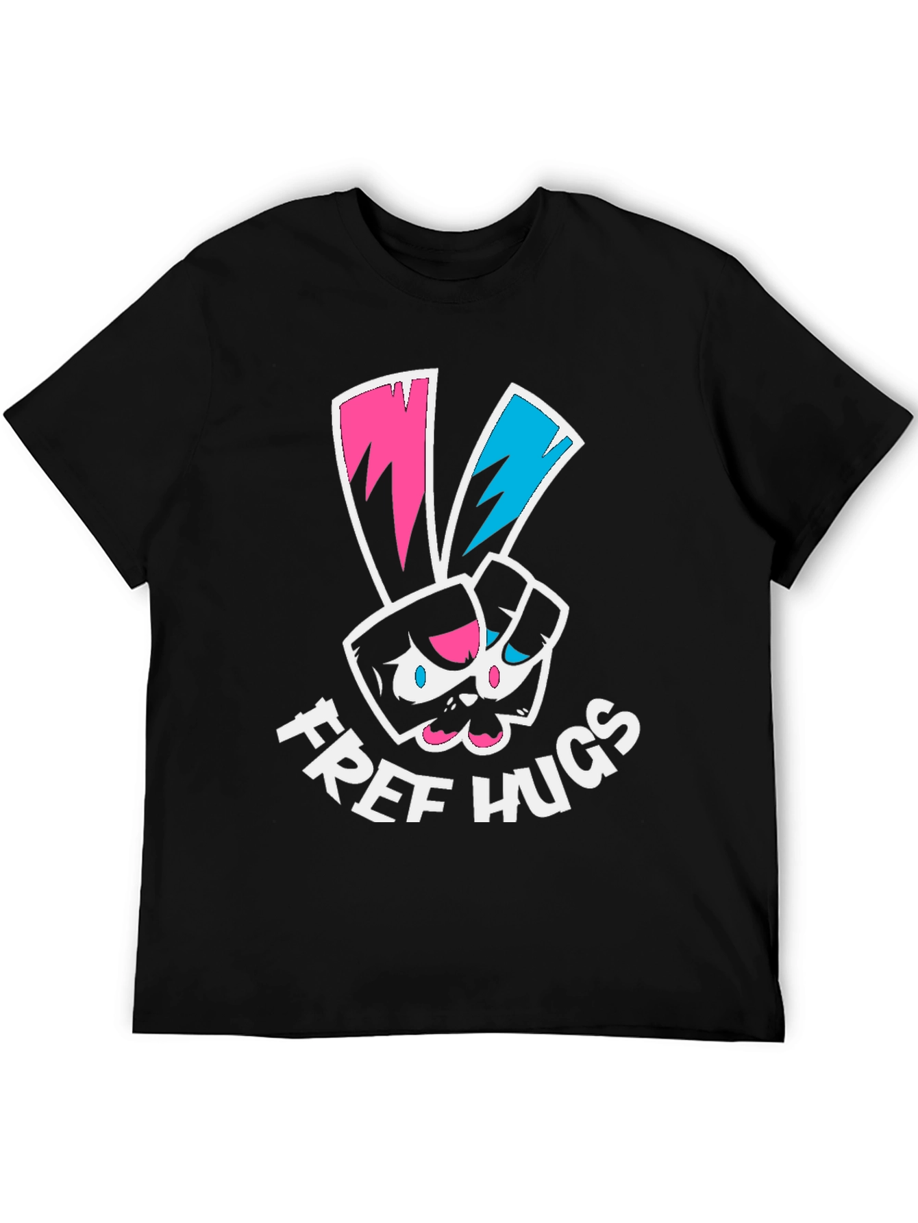 Free Hugs Graphic Tee - Black Cotton T-Shirt