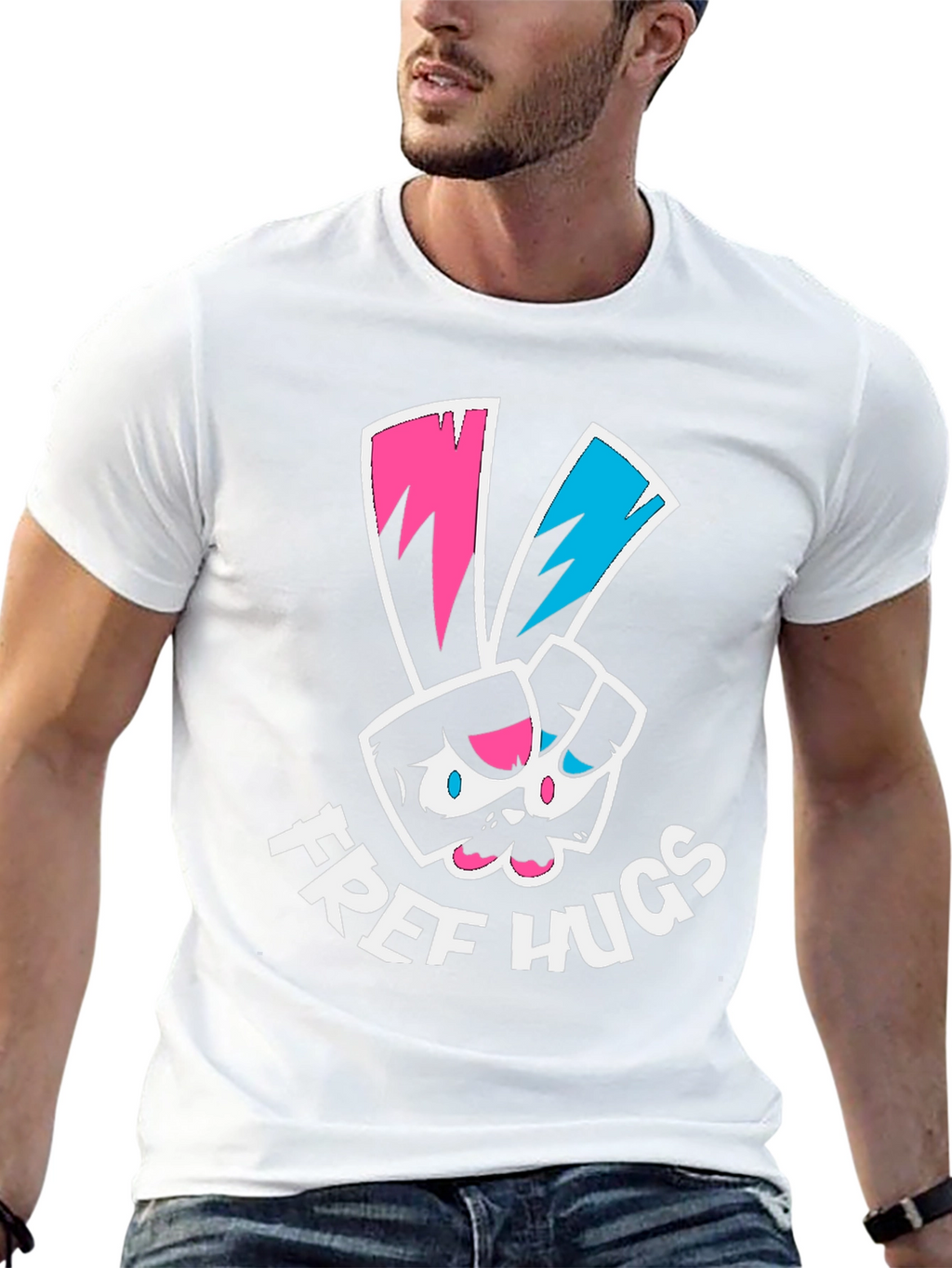 Free Hugs Graphic Tee - Black Cotton T-Shirt