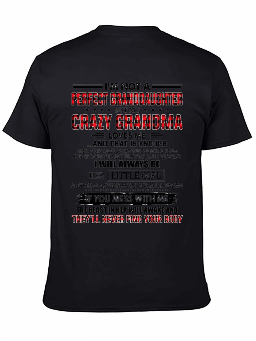 Crazy Grandmas Granddaughter Black Graphic Tee