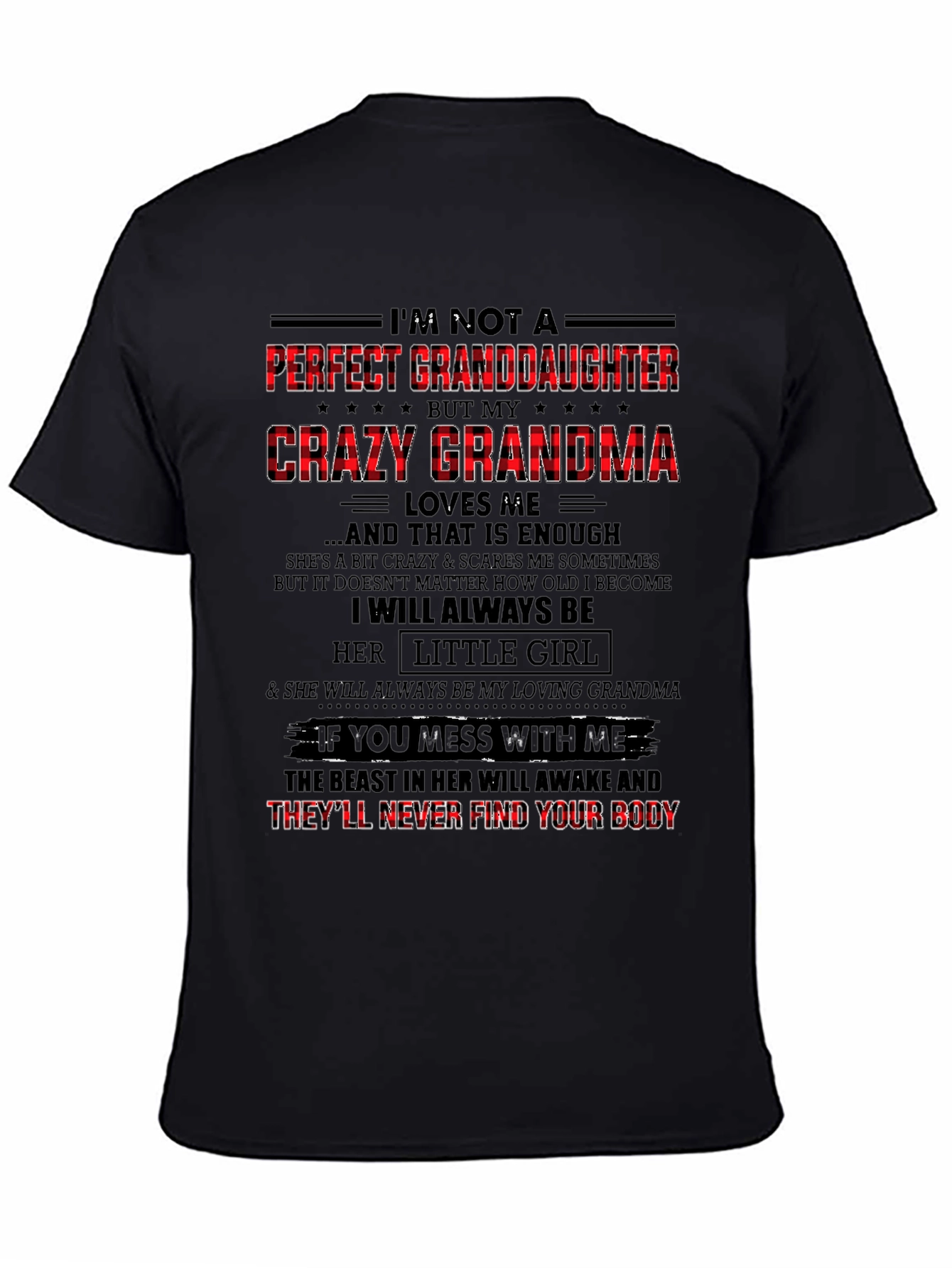 Crazy Grandmas Granddaughter Black Graphic Tee