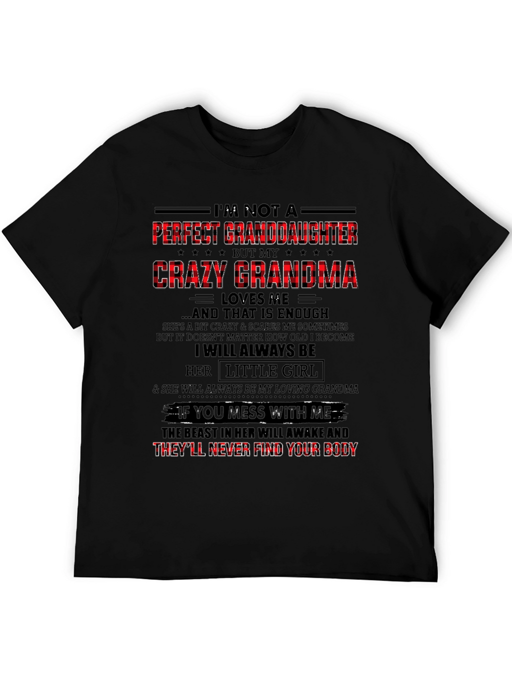 Crazy Grandmas Granddaughter Black Graphic Tee