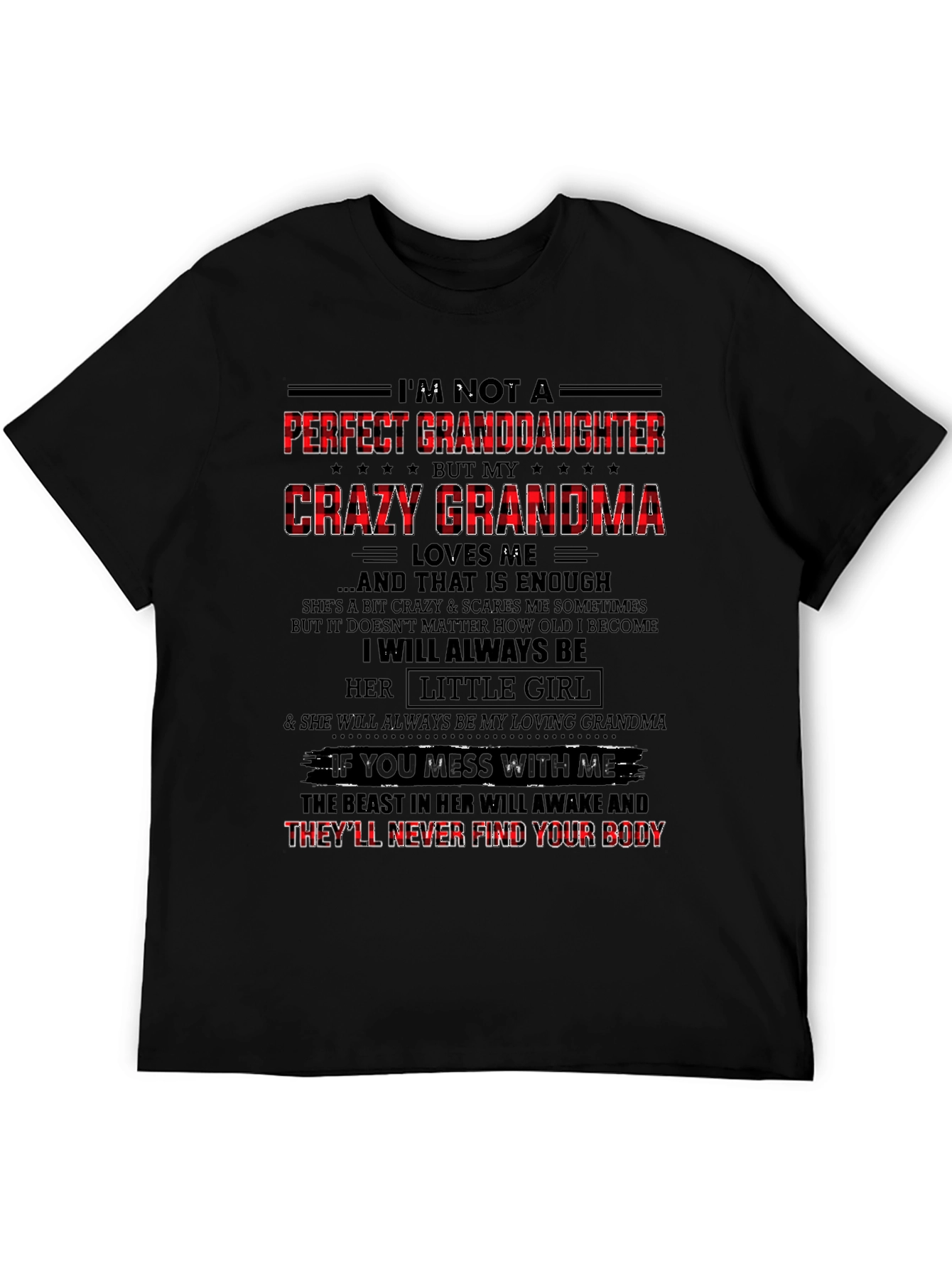 Crazy Grandmas Granddaughter Black Graphic Tee
