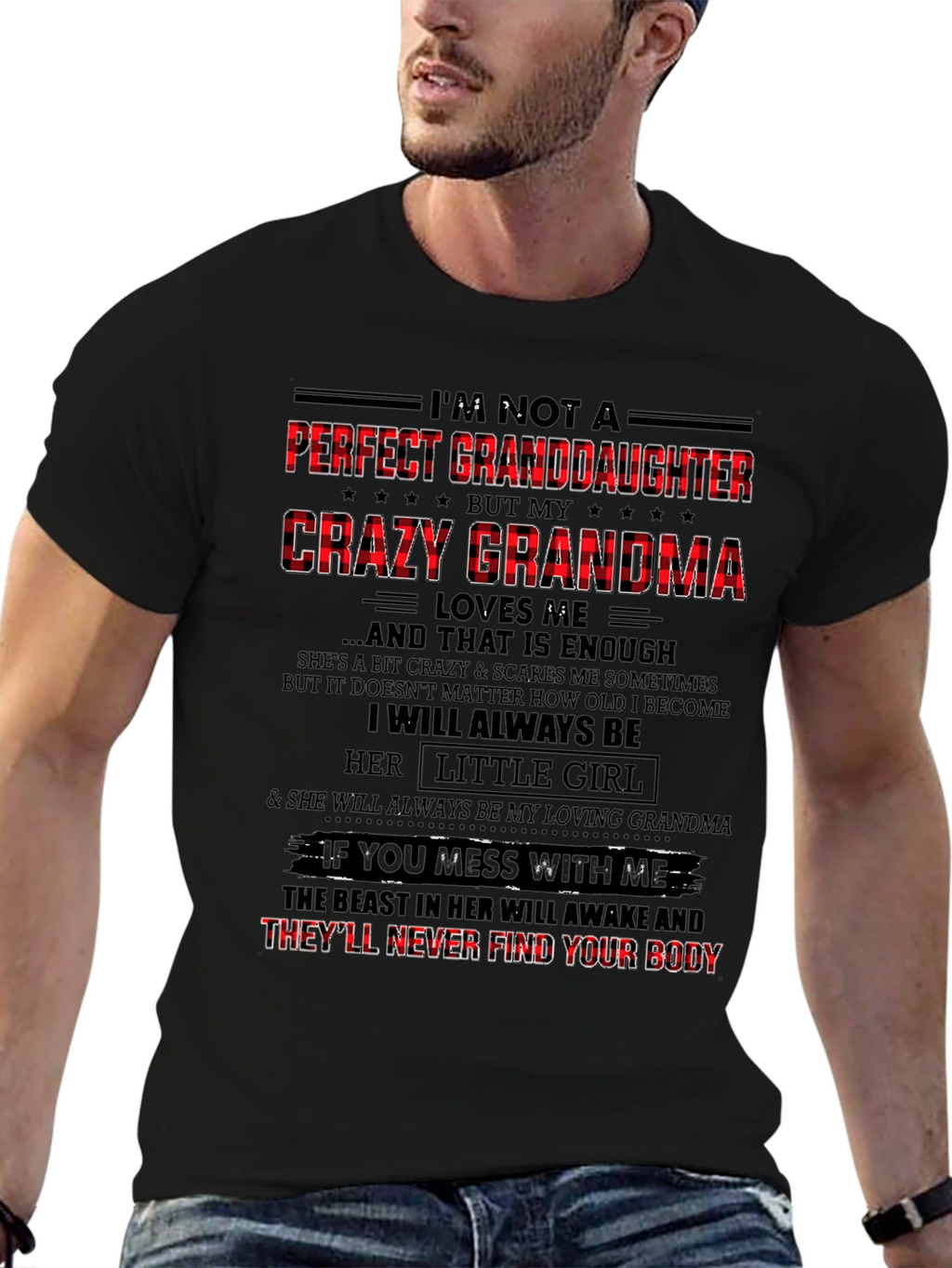 Crazy Grandmas Granddaughter Black Graphic Tee