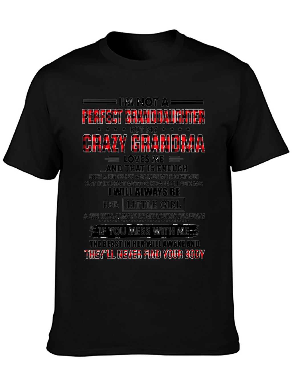 Crazy Grandmas Granddaughter Black Graphic Tee
