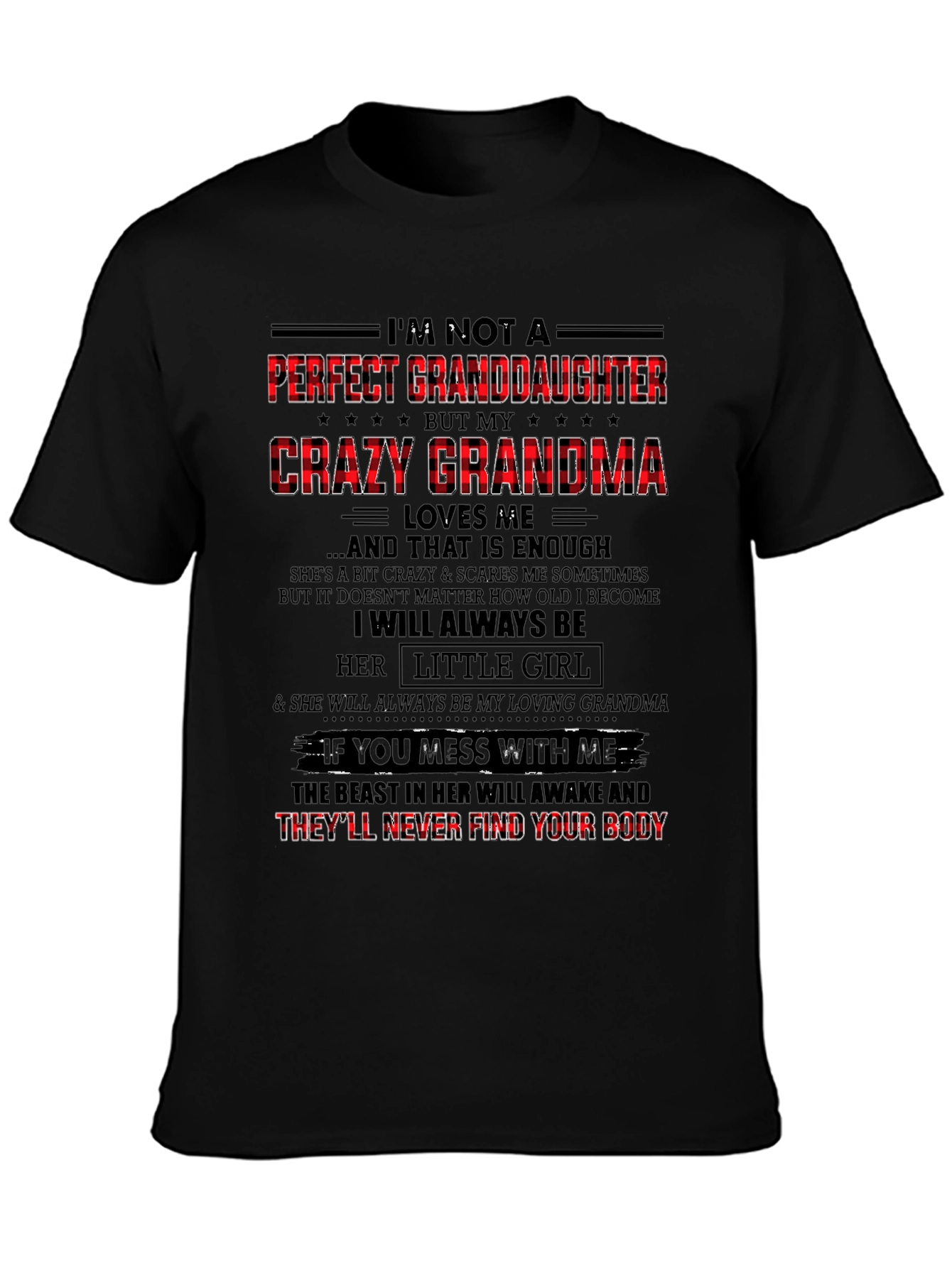 Crazy Grandmas Granddaughter Black Graphic Tee