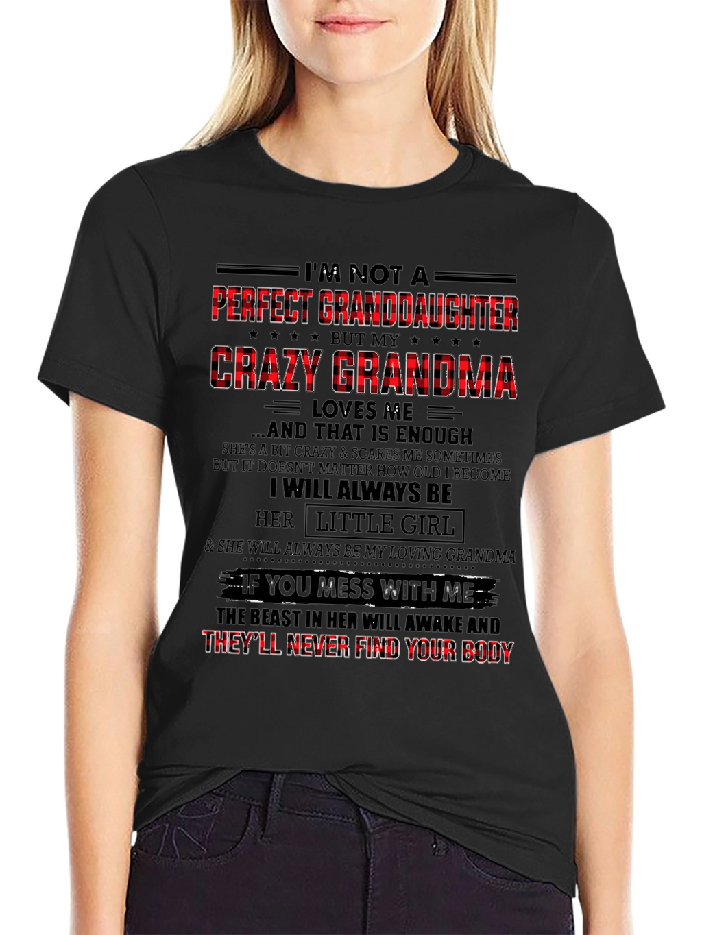 Crazy Grandmas Granddaughter Black Graphic Tee
