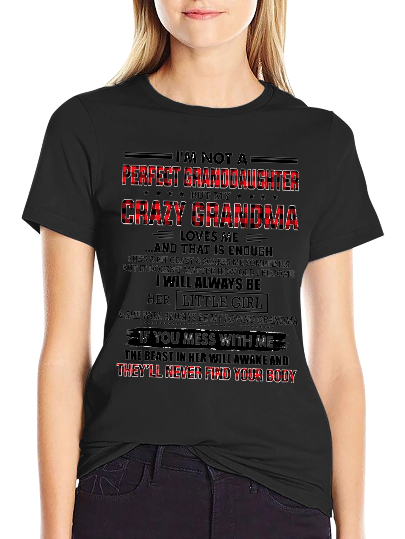 Crazy Grandmas Granddaughter Black Graphic Tee