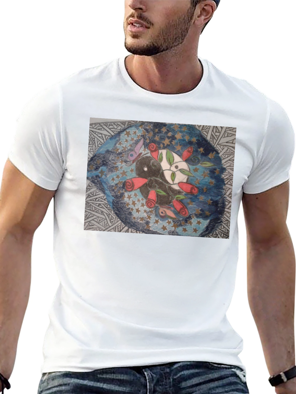 Yin Yang Roses Graphic Tee