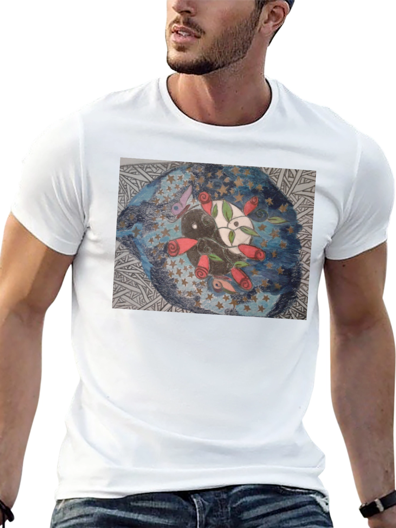 Yin Yang Roses Graphic Tee
