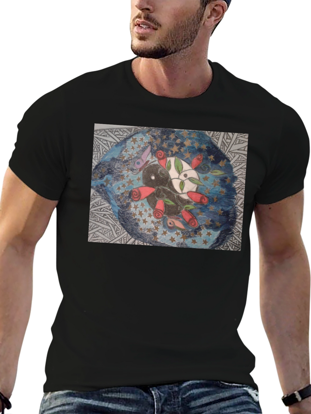 Yin Yang Roses Graphic Tee