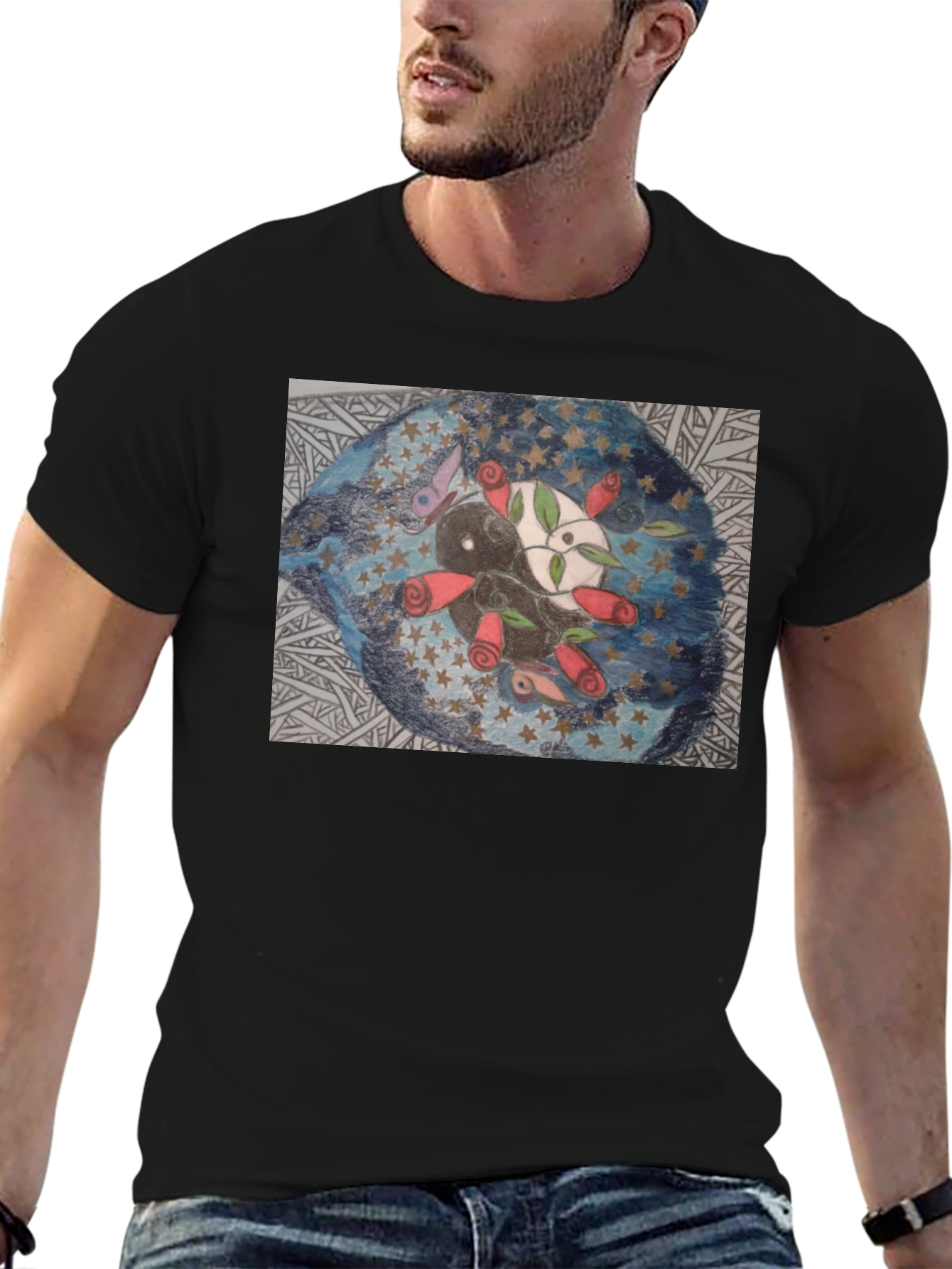 Yin Yang Roses Graphic Tee