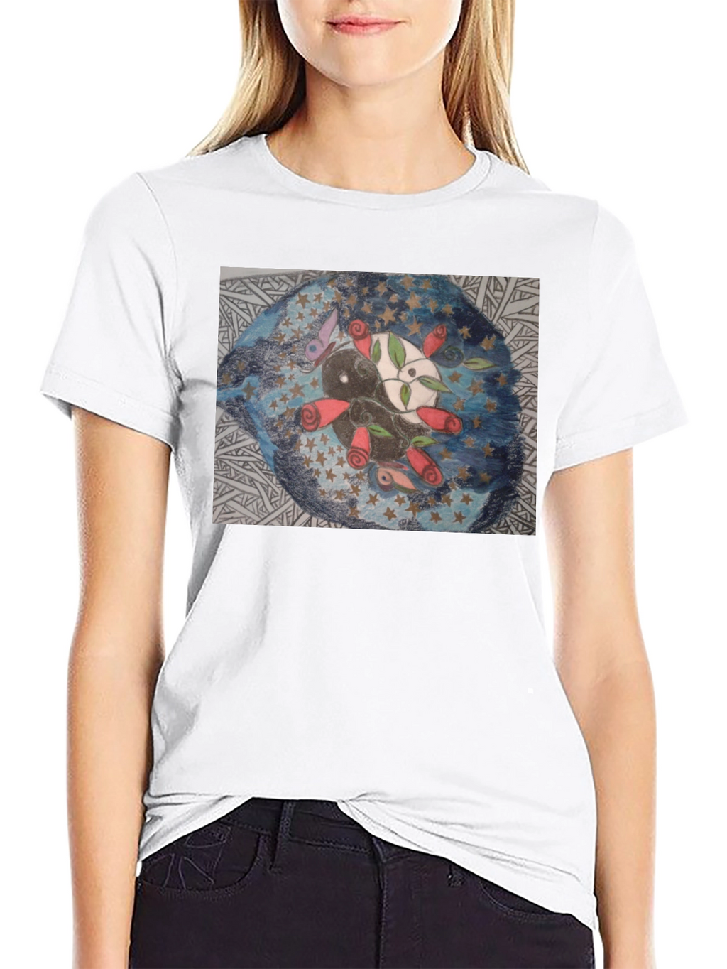 Yin Yang Roses Graphic Tee
