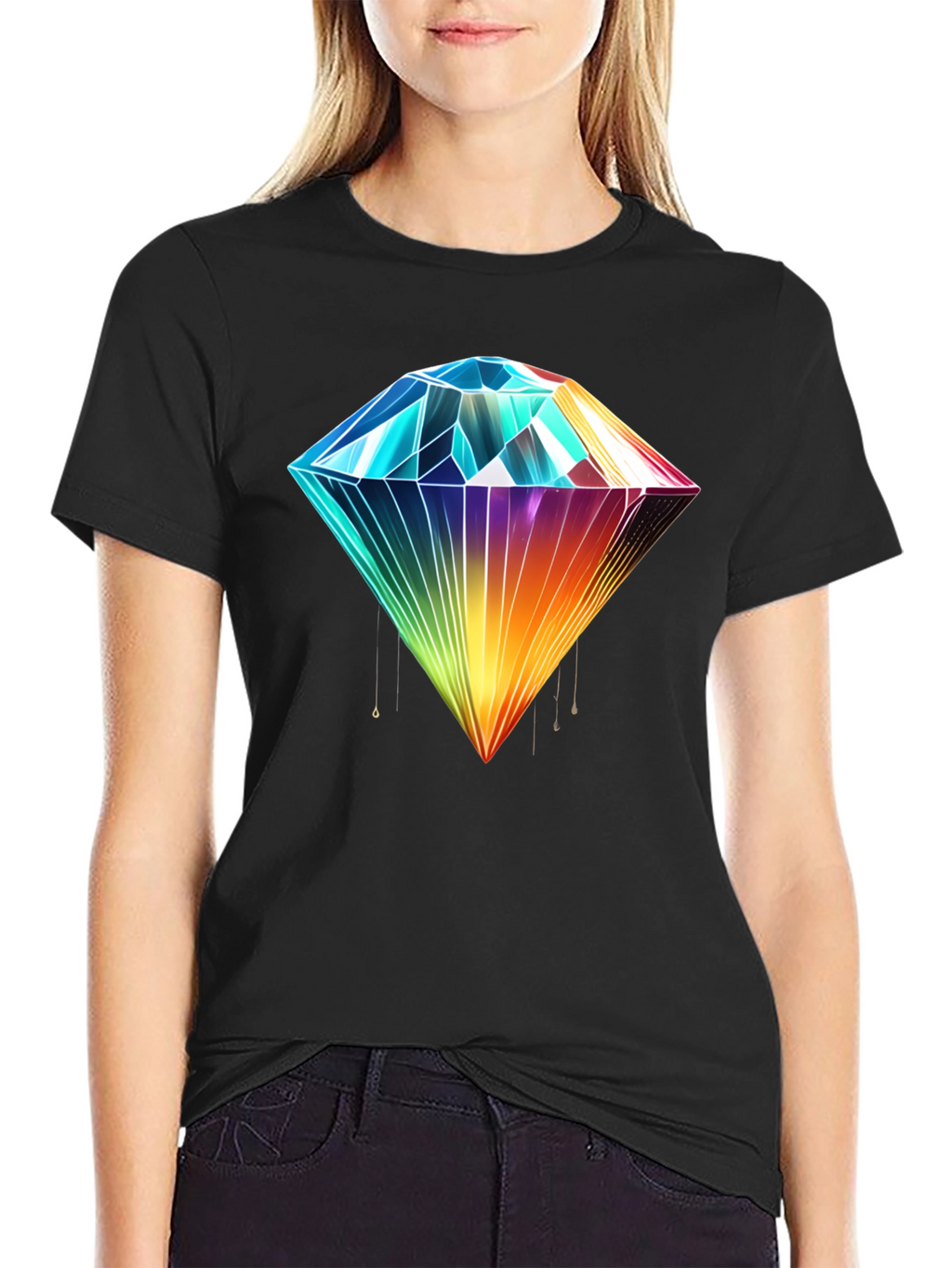 Rainbow Diamond Graphic T-Shirt - Stylish Mens Tee